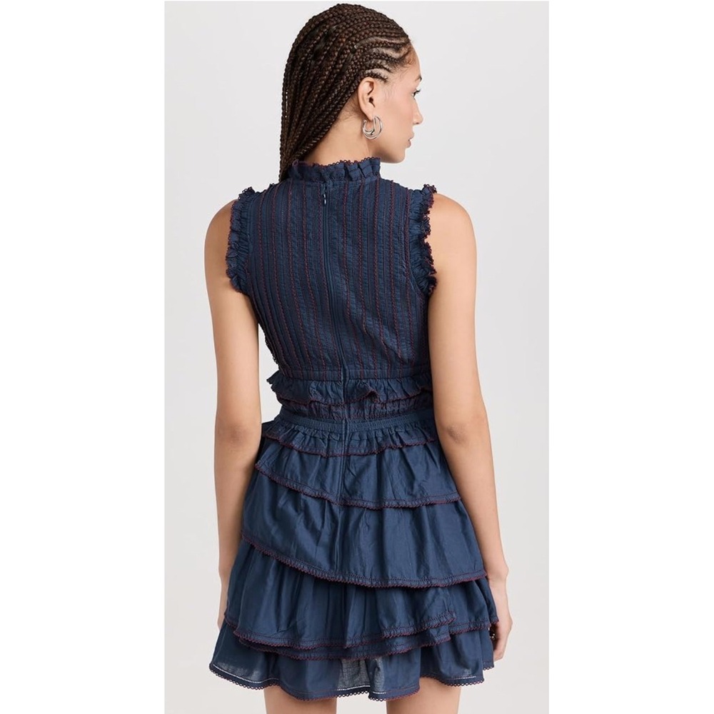 SEA New York Navy Blue Ruffled‎ Tiered Smocked Dress Size 4 - Picture 2 of 10